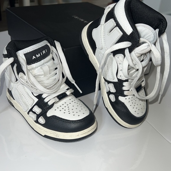 AMIRI Toddler High Top Genuine Leather Skull Bone Sneakers Size 9C - Picture 7 of 14